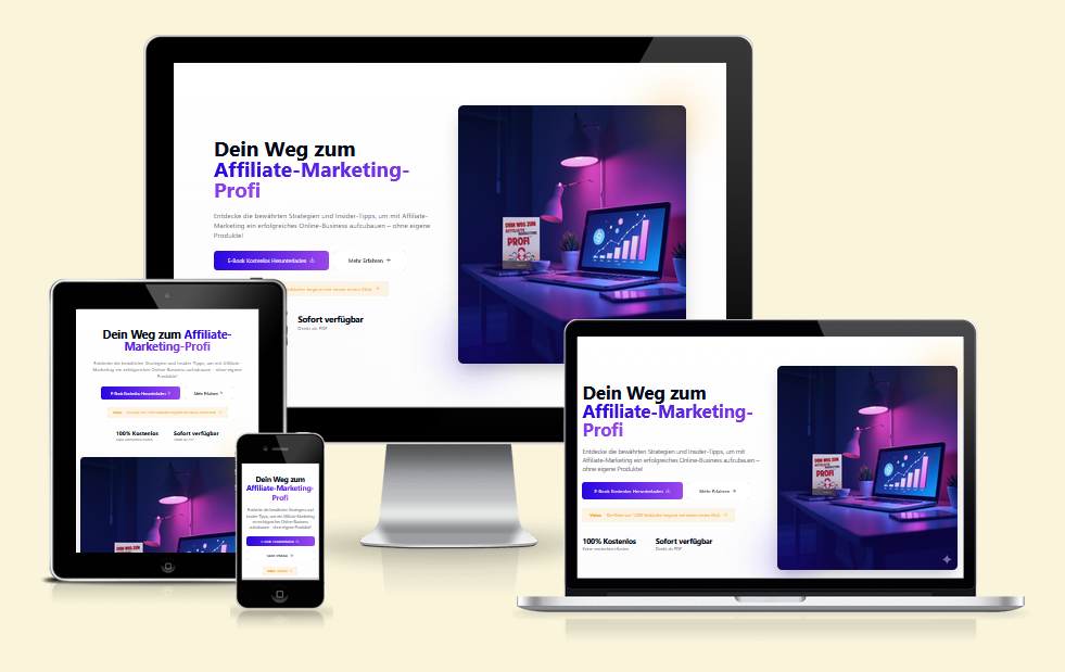 Affiliate Marketing Profi – Gratis E-Book Download-Landingpage